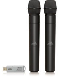 Behringer ULTRALINK ULM202USB 2.4G USB Dual Handheld Wireless Dynamic Cardioid Vocal Mic System (Pair of Mics+ Receiver)