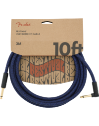 Fender Festival Instrument Cable, Straight-Angle, 10', Blue Dream