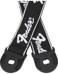 Fender Quickgrip Locking End Strap White Running Logo on Black