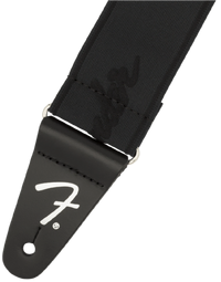 Fender WeighLess 2" Running Logo Strap Black/Black