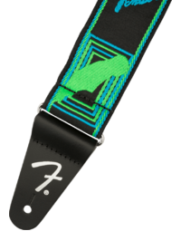 Fender Neon Monogrammed 2" Strap, Blue and Green