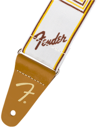 Fender Weighless 2" Monogrammed Strap, White/Brown/Yellow