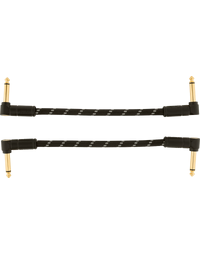 Fender Deluxe Patch Cables Angle/Angle 6" Black Tweed (Pack of 2)