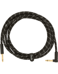 Fender Deluxe Instrument Cable, Straight/Angle, 10', Black Tweed