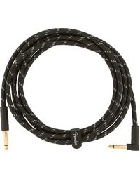 Fender Deluxe Instrument Cable, Straight/Angle, 10', Black Tweed