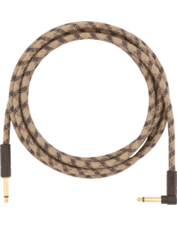 Fender Festival Hemp Instrument Cable, Straight-Angle, 10', Brown Stripe