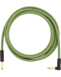 Fender Festival Hemp Instrument Cable, Straight-Angle, 10', Green