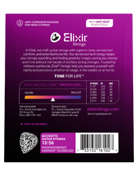 Elixir Acoustic Nanoweb Phosphor Bronze Medium 13-56 Guitar Strings - 16102