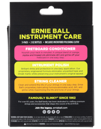 Ernie Ball Guitar Care 3-Pack w/ Fretboard Conditioner, Instrument Polish, String Cleaner & Microfiber Polish Cloth