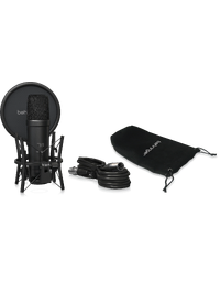 Behringer TM1 Dark Edition Large Diaphragm Cardioid Condenser Vocal Microphone Bundle
