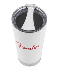 Fender Red Spaghetti Logo 20oz Stainless Steel Tumbler White