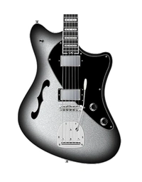 Balaguer Espada Ambient Baritone Semi-Hollowbody 27"-Scale Gloss Metallic Silverburst