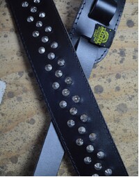Colonial Leather 2.5" Sueded Leather Strap w/ Metal Studs Black
