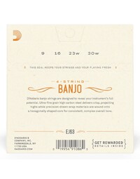 D'Addario EJ63 Tenor Banjo 4Str 09-30 Strings