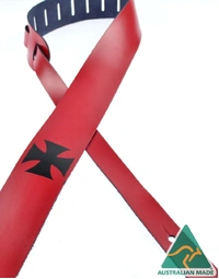 Colonial Leather 2.5" Printed Leather Strap Red w/ Black Cross