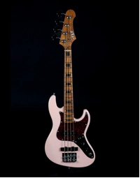 JET Guitars JB-300-TRAVEL Short-Scale Travel Electric Bass Roasted MN Pink