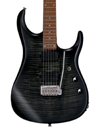Sterling by Music Man John Petrucci Signature JP150 Flame Top Electric Guitar Trans Black Satin