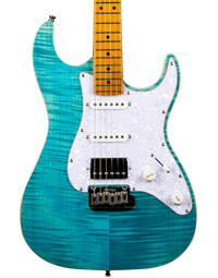 JET Guitars JS-450 Flamed Maple Top Electric Guitar HSS Roasted MN Ocean Blue