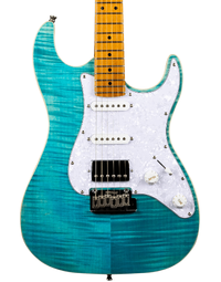 JET Guitars JS-450 Flamed Maple Top Electric Guitar HSS Roasted MN Ocean Blue
