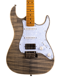 JET Guitars JS-450 Flamed Maple Top Electric Guitar HSS Roasted MN Transparent Black