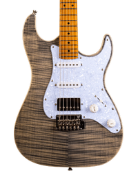 JET Guitars JS-450 Flamed Maple Top Electric Guitar HSS Roasted MN Transparent Black