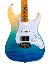 JET Guitars JS-450 Flamed Maple Top Electric Guitar HSS Roasted MN Transparent Blue