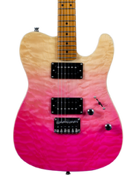 JET Guitars JT-450 Quilted Maple Top Electric Guitar HH Roasted MN Transparent Pink