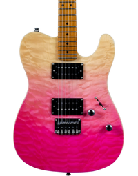 JET Guitars JT-450 Quilted Maple Top Electric Guitar HH Roasted MN Transparent Pink