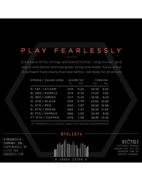 D'Addario NYXL Lite/Hvy Bottom 8-String 10-74 Electric Guitar Strings