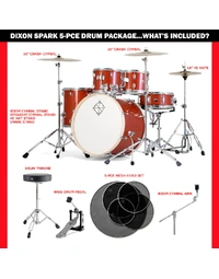 Dixon SP520C1CPS Spark Standard Series Poplar 5-Piece 20" Drum Kit Champagne Sparkle