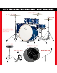 Dixon SP520C1DB Spark Standard Series Poplar 5-Piece 20" Drum Kit Deep Blue