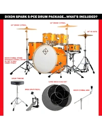 Dixon SP522C1MGD Spark Standard Series Poplar 5-Piece 22" Drum Kit Misty Gold