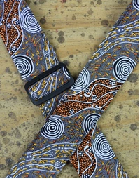 Colonial Leather Aboriginal Art Guitar Strap Bush Camp