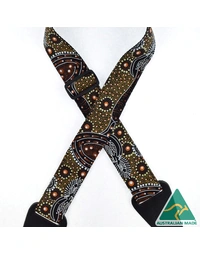 Colonial Leather Aboriginal Art Rag Strap Dancing Spirit Black