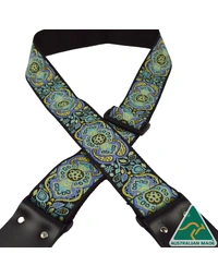 Colonial Leather Jacquard Rag Strap Blue Trumpet Flowers