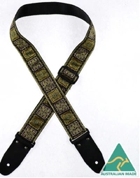 Colonial Leather Jacquard Rag Strap Brown & Gold Squares