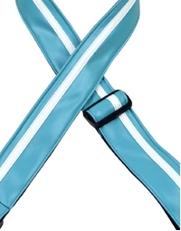 Colonial Leather Stripe Rag Strap Aqua w/ White Stripe