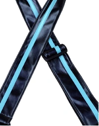 Colonial Leather Stripe Rag Strap Black w/ Aqua Stripe