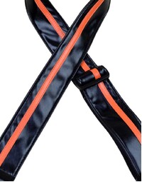 Colonial Leather Stripe Rag Strap Black with Orange Stripe