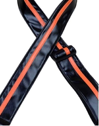 Colonial Leather Stripe Rag Strap Black w/ Orange Stripe