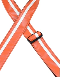 Colonial Leather Stripe Rag Strap Orange w/ White Stripe