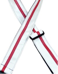 Colonial Leather Stripe Rag Strap White with Red Stripe