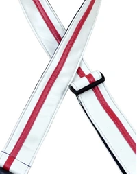 Colonial Leather Stripe Rag Strap White w/ Red Stripe
