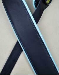 Colonial Leather 2.5" Black w/ Aqua Upholstery Padded Strap