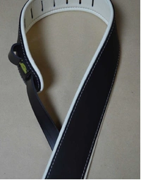 Colonial Leather 2.5" Black w/ White Upholstery Padded Strap