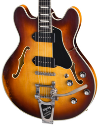 Eastman T64/V-GB 16" Deluxe Thinline Hollowbody w/ Bigsby Antique Gold Burst Varnish