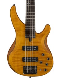Yamaha TRBX605FM Flamed Maple Top 5-String Electric Bass Guitar Matte Amber