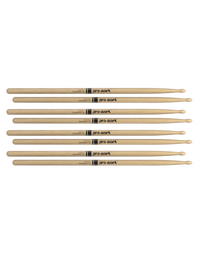 Promark TX7AW Hickory 7A Wood Tip Drumsticks - 4 Pack