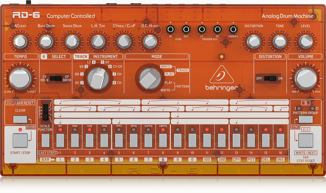 Behringer TD-3-TG Analog Bass Line Synthesizer Tangerine 