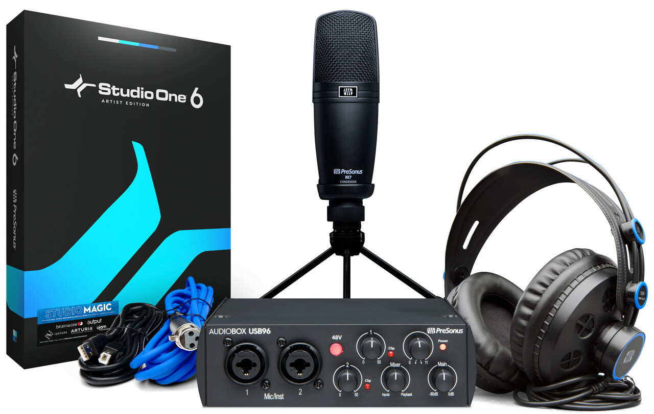 Presonus AUDIOBOX USB 96 Studio Recording Bundle Black Riffs & Licks Music